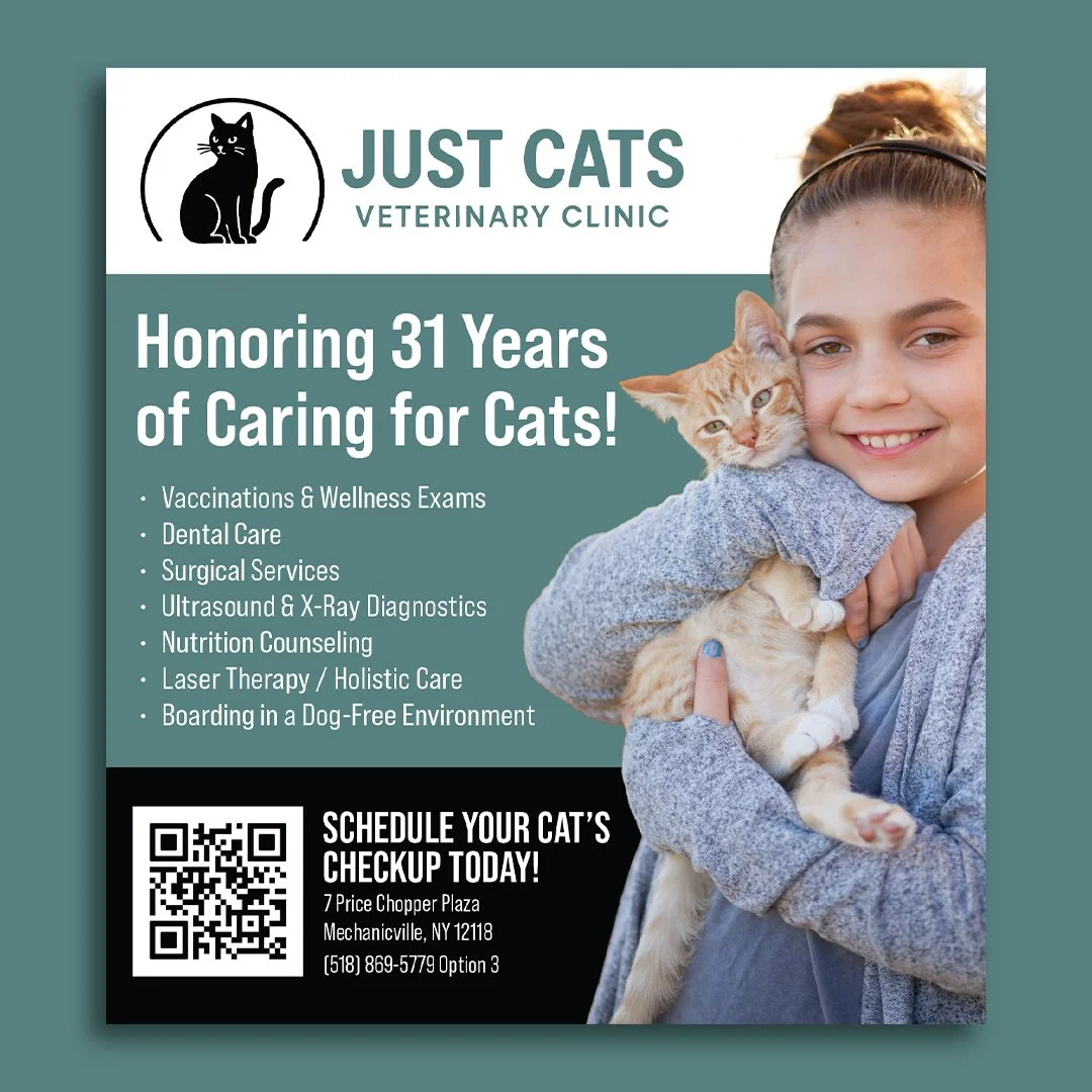 Just Cats Vet, Quarter Page Ad, 2025