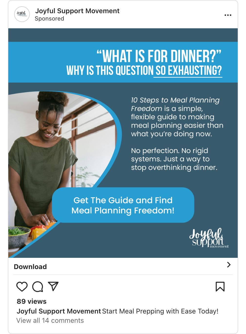 Joyful Support Movement, Meal Planning Guide Instagram Ad, 2025