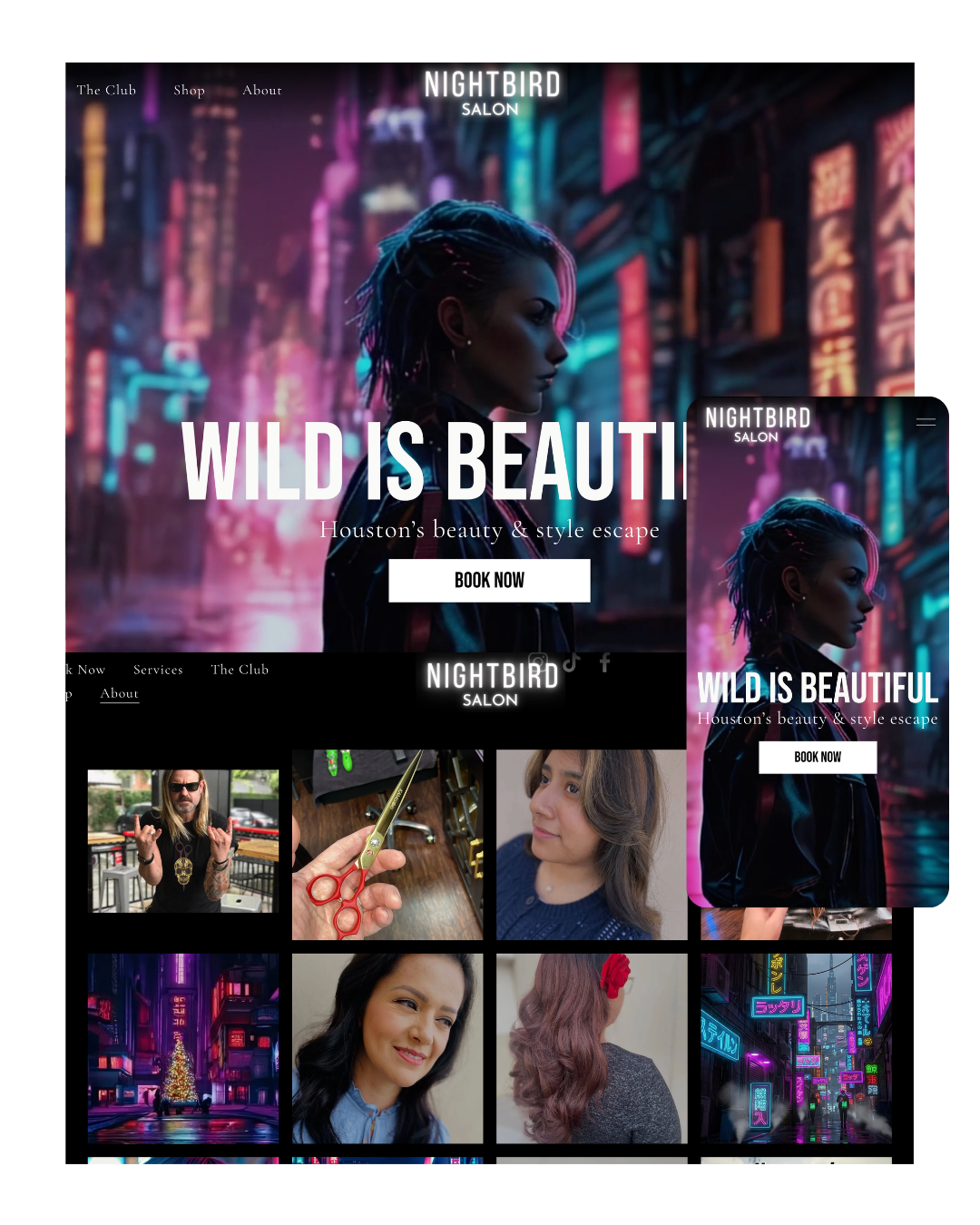 Nightbird: Luxury Salon Branding & Website Design