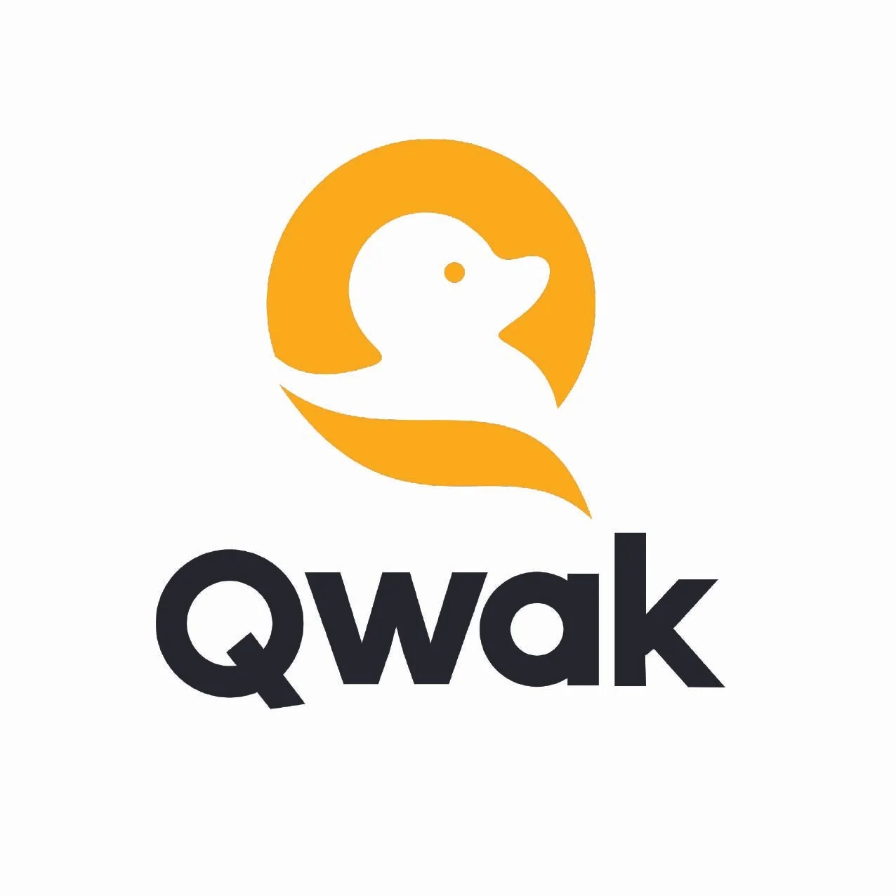 Logo of Qwak with a duck head inside a yellow circle and black text below.