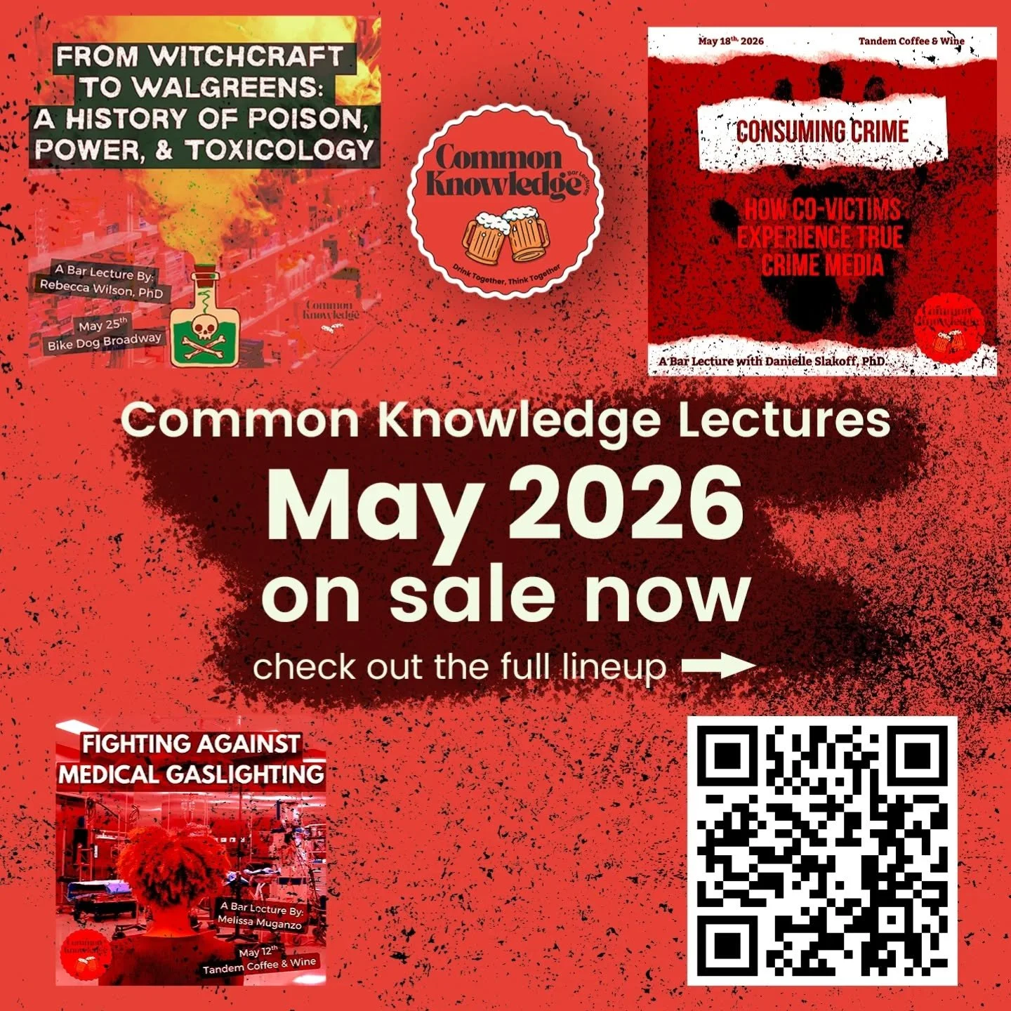 This month's lectures are locked in. Grab your tickets at cklectures.con.  If they are sold out (that tends to happen quickly) sign up for our mailing list, mailing list folks are the first to hear about new lectures.