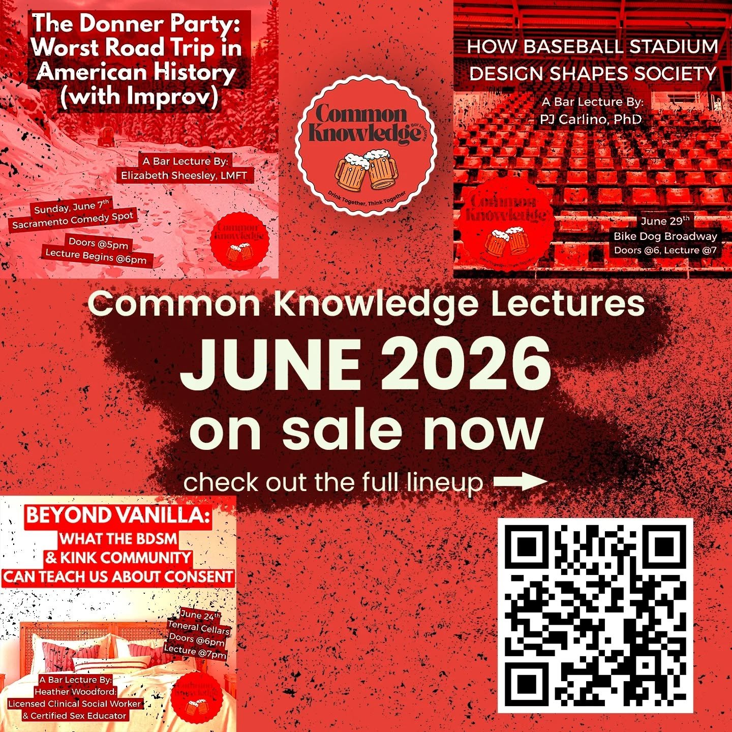 June events are out !  We have another great month of lectures. If you have been thinking about checking out a bar lecture now is the time. Tickets sell out fast so grab a ticket while you can.