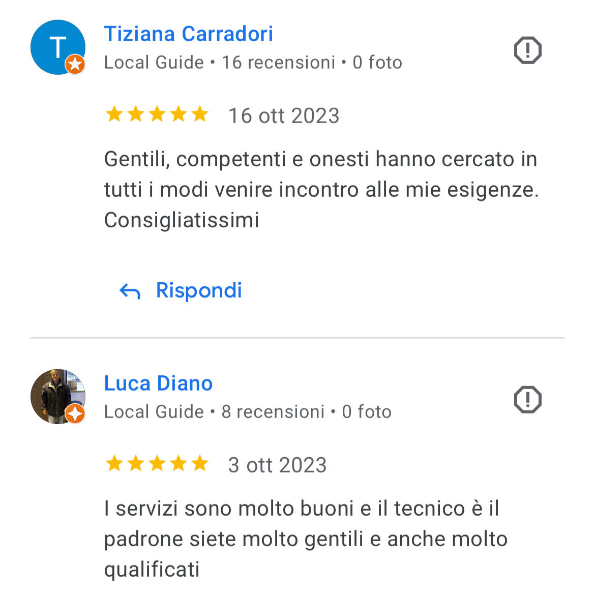 Due recensioni a 5 stelle su Google per Ausili Disabili Roma
