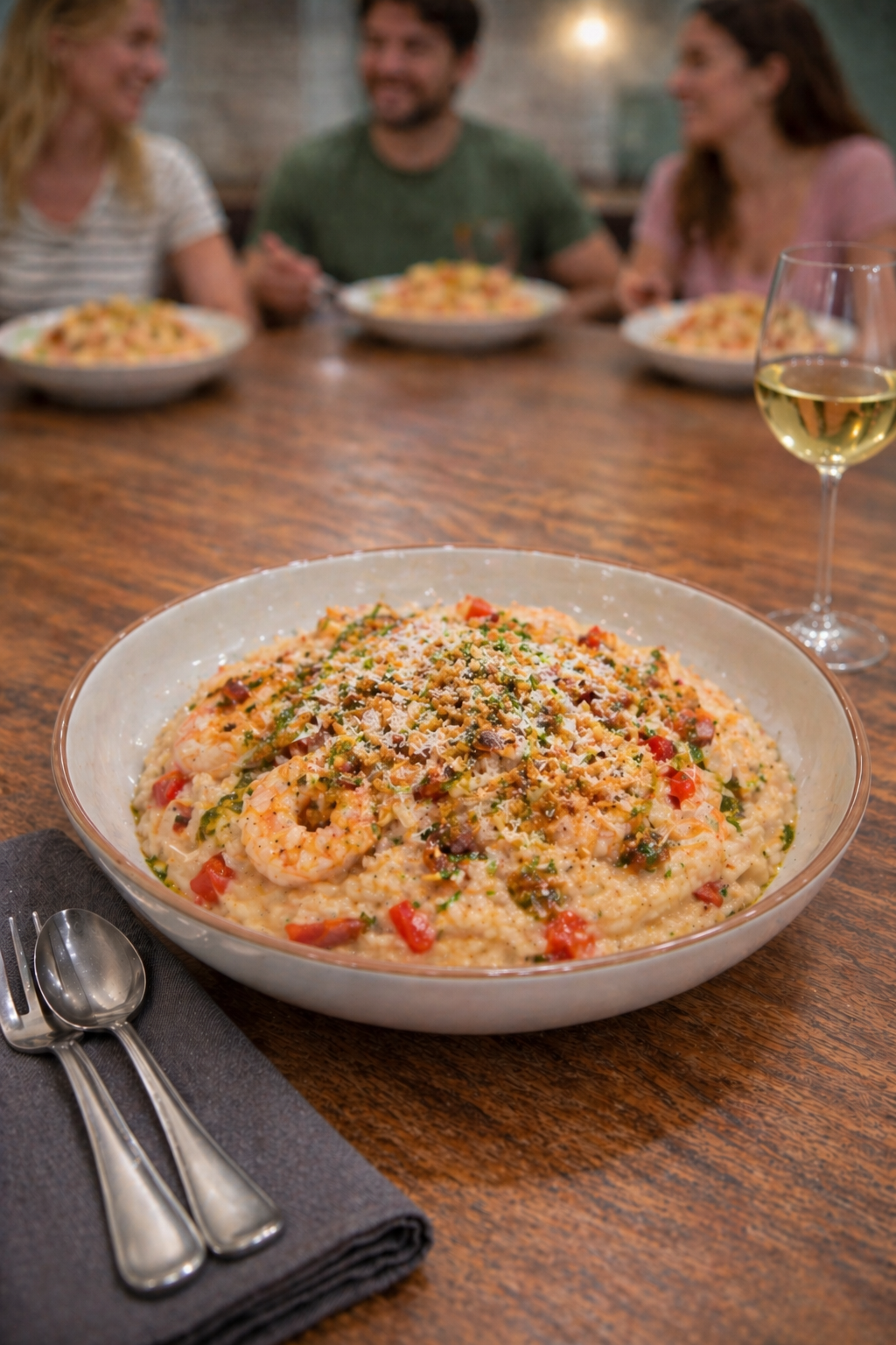 Shrimp and Bacon Red Pepper Risotto