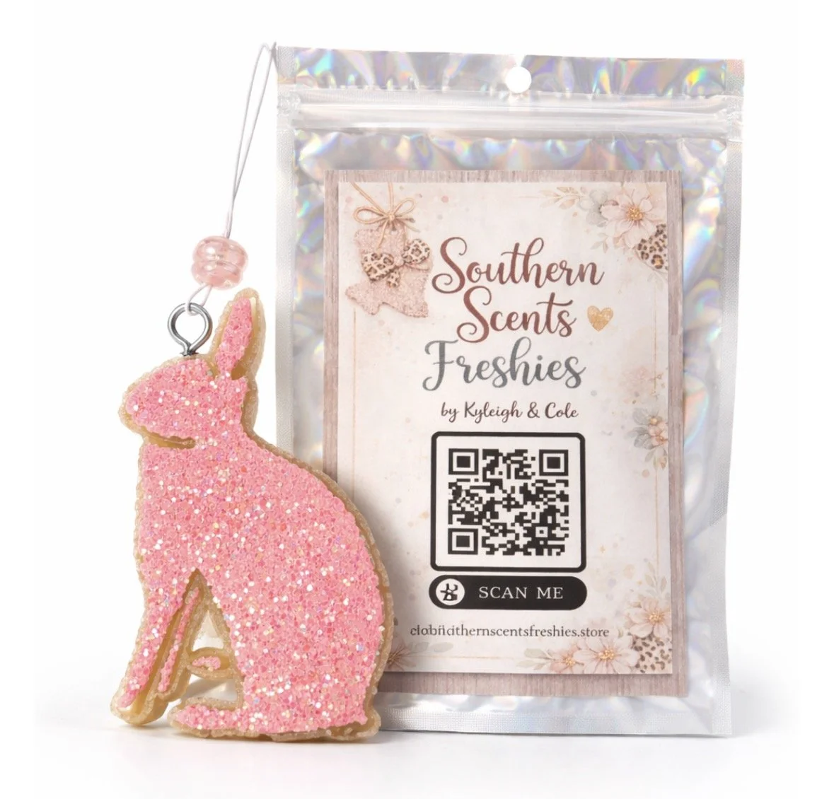 Pink Glitter Bunny Car Freshie