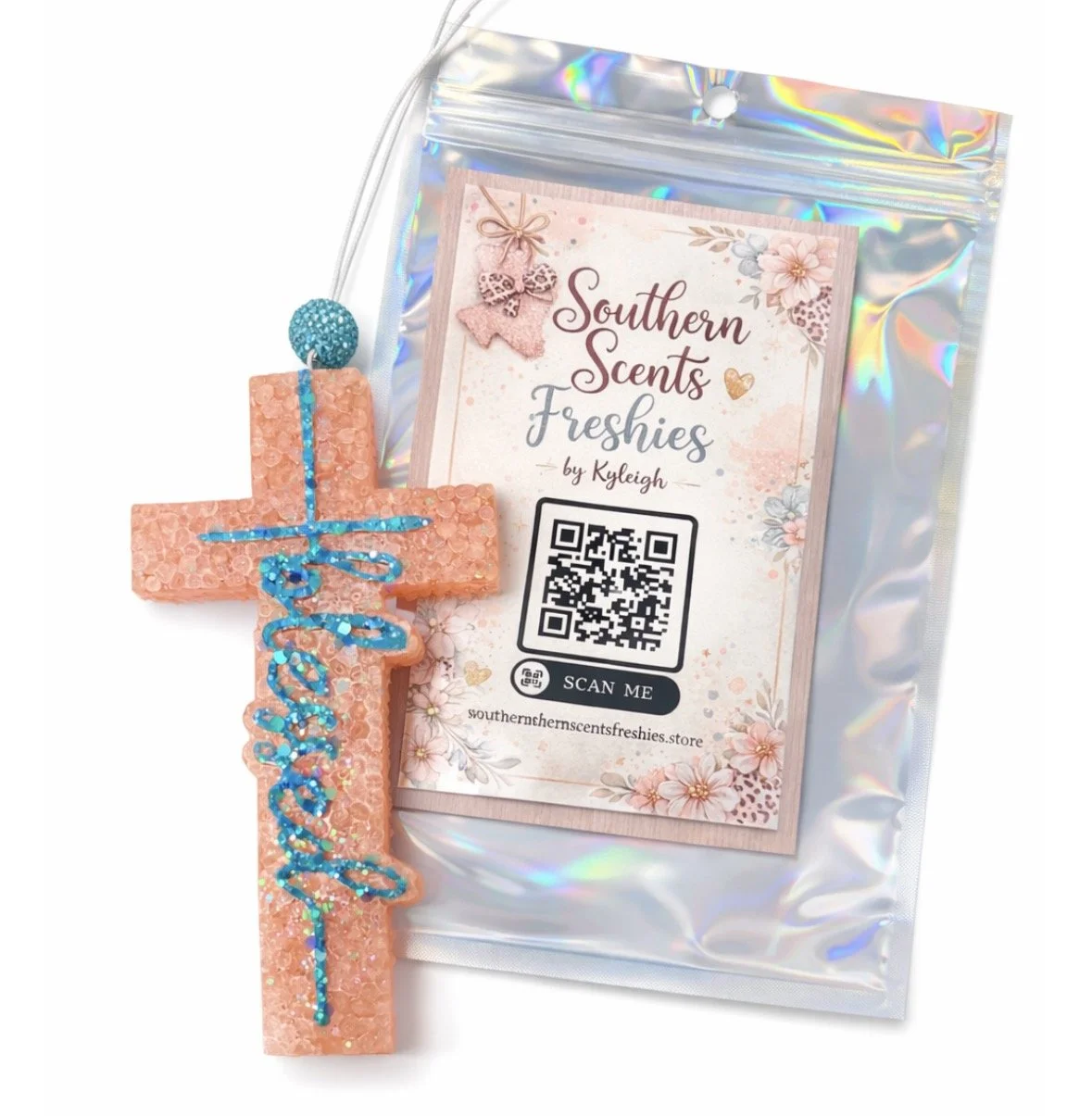 'Blessed' Cross Car Freshie