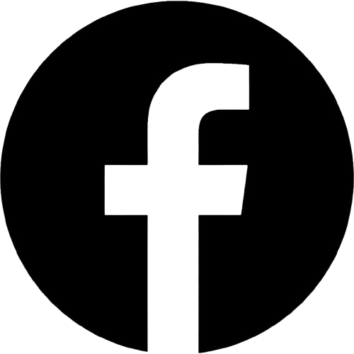 Facebook logo in black and white.