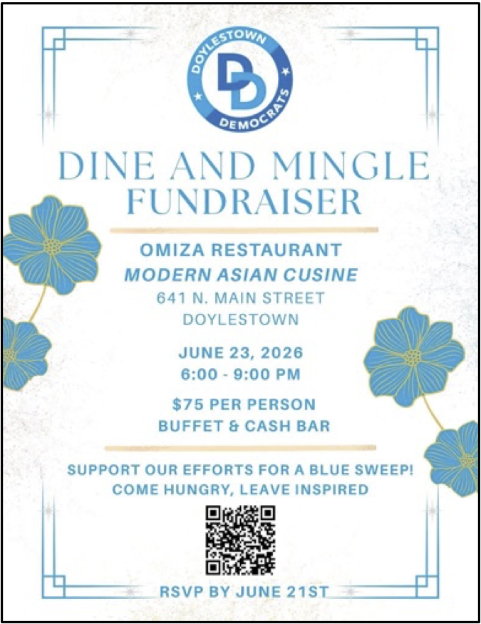 Doylestown Democrats for a Dine and Mingle Fundraiser at Omiza