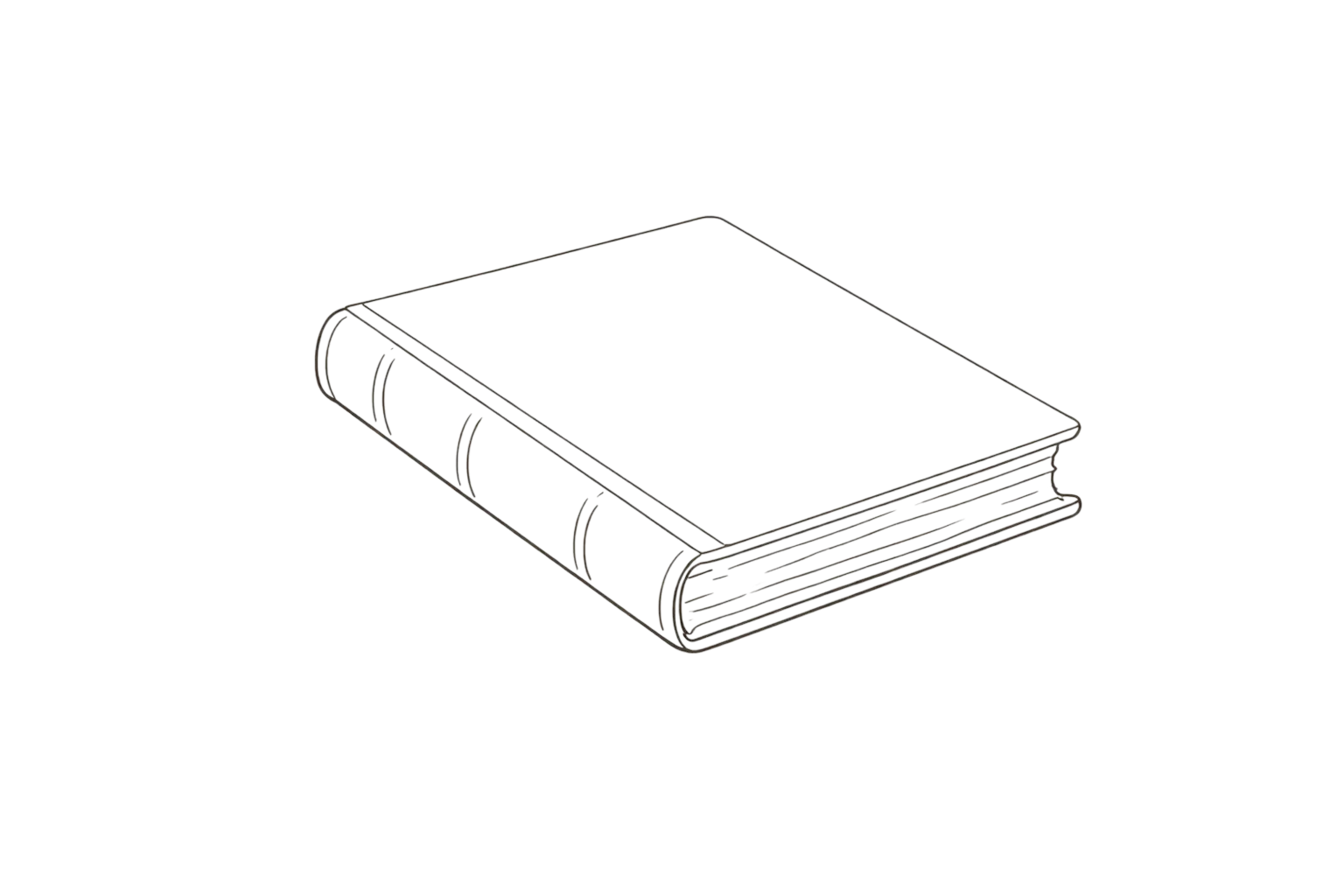 Line drawing of a closed, thick, hardcover book.