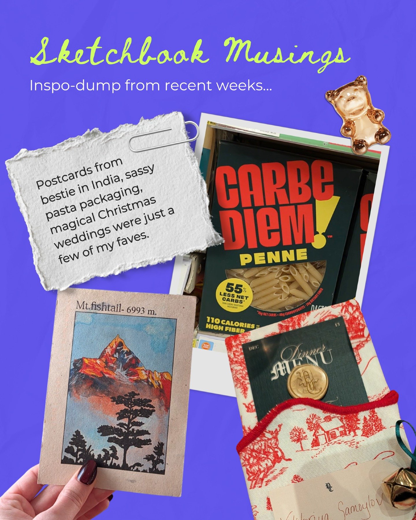 Between Christmas, cold sunrises and snail mail, there's been no shortage of inspiration past two months. 

I'll always love the warmer seasons just a little more, but there's something about winter that is pretty special too (in moderation, of cours