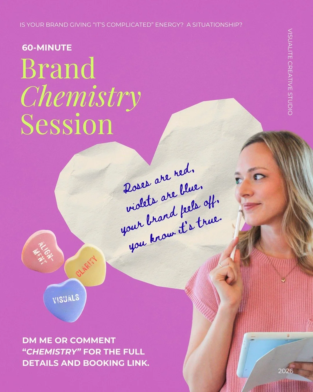 If your brand has been giving &ldquo;it&rsquo;s complicated&rdquo; energy lately, this is for you. 💌

I&rsquo;m opening up a new offering called the Brand Chemistry Session for business owners who feel stuck, unsure, or a little out of sync. This is
