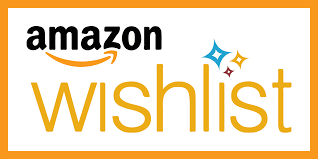 Amazon Wishlist logo with black, orange, and gold text and star icons.