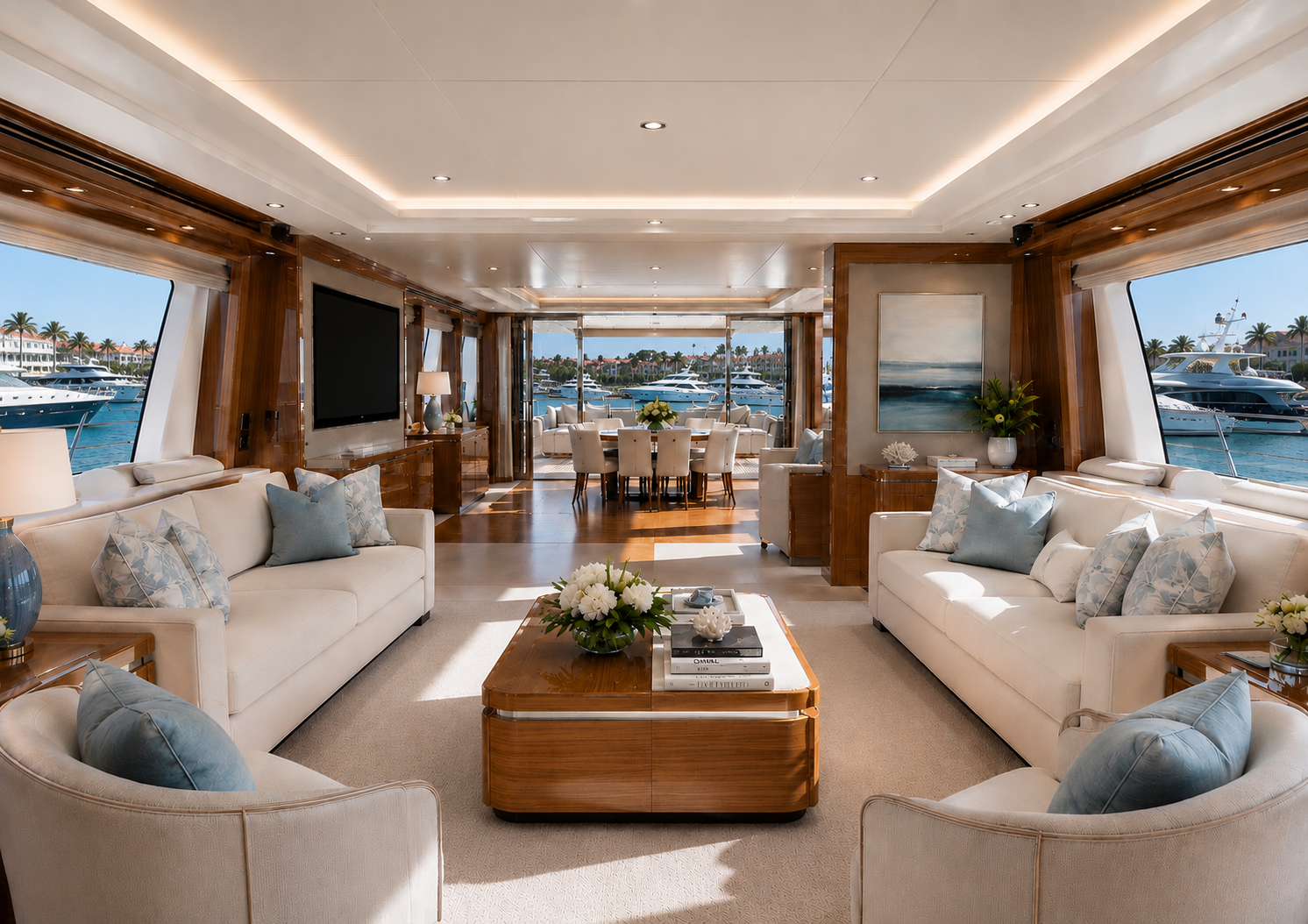 Luxury yacht interior cleaning and presentation services in Nassau, Bahamas.