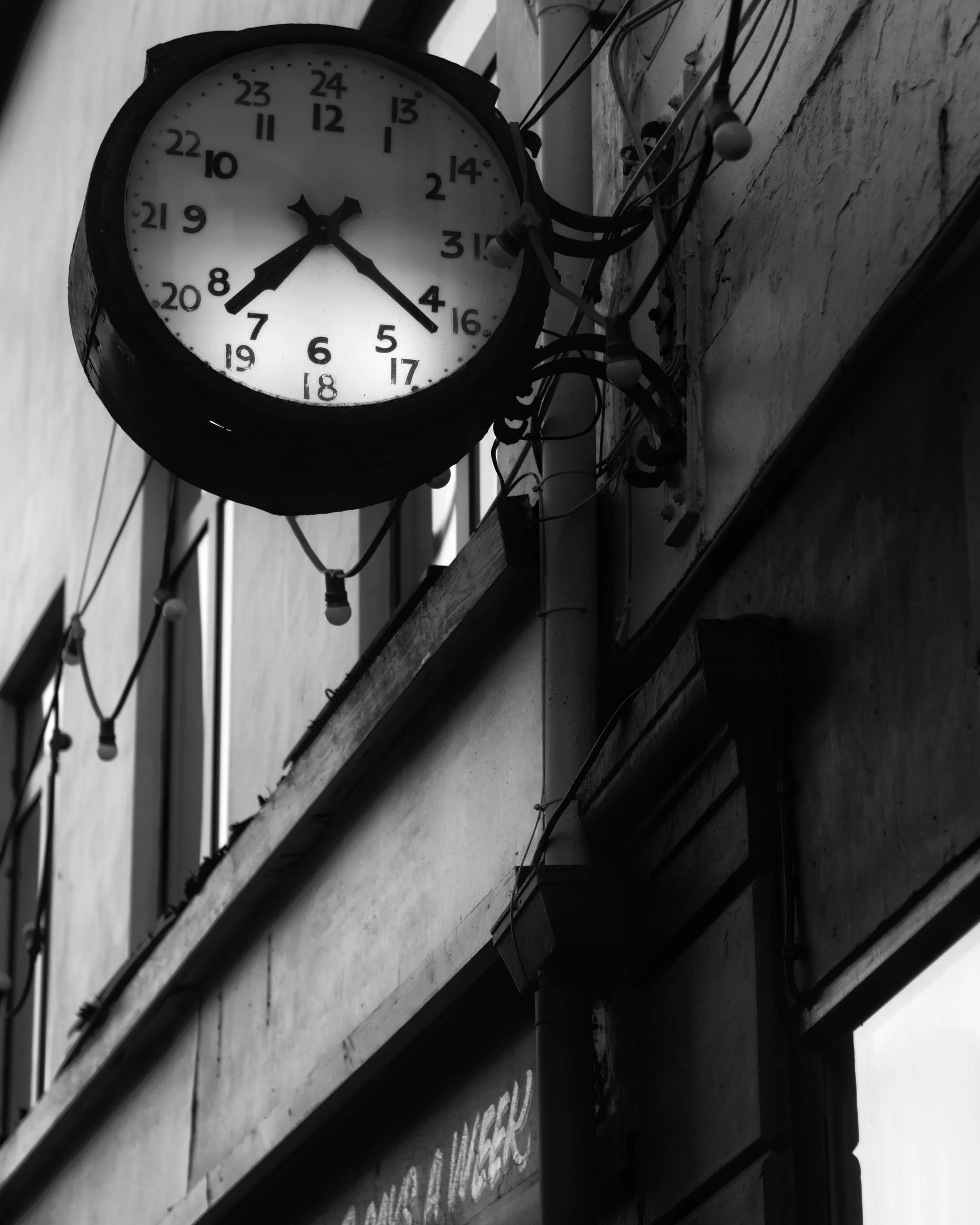 Forum Clock, Division Street, Sheffield, Black & White