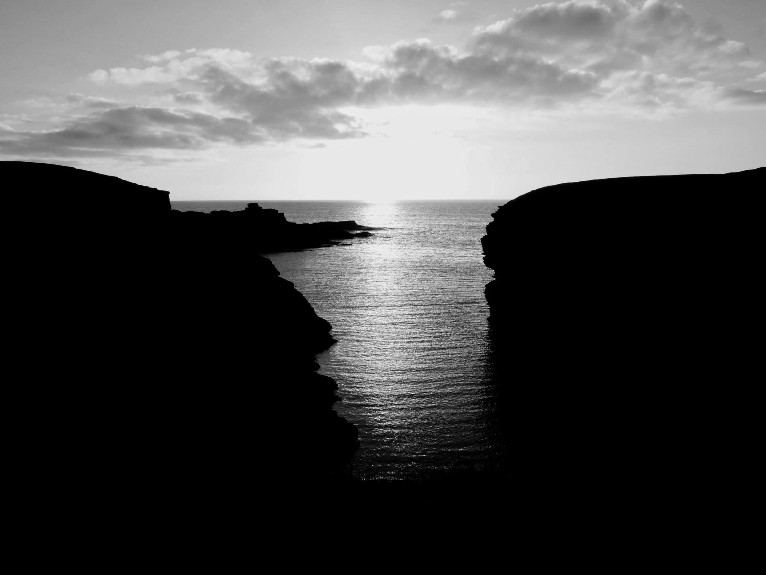 Sunset at Yesnaby, Orkney, Black & White