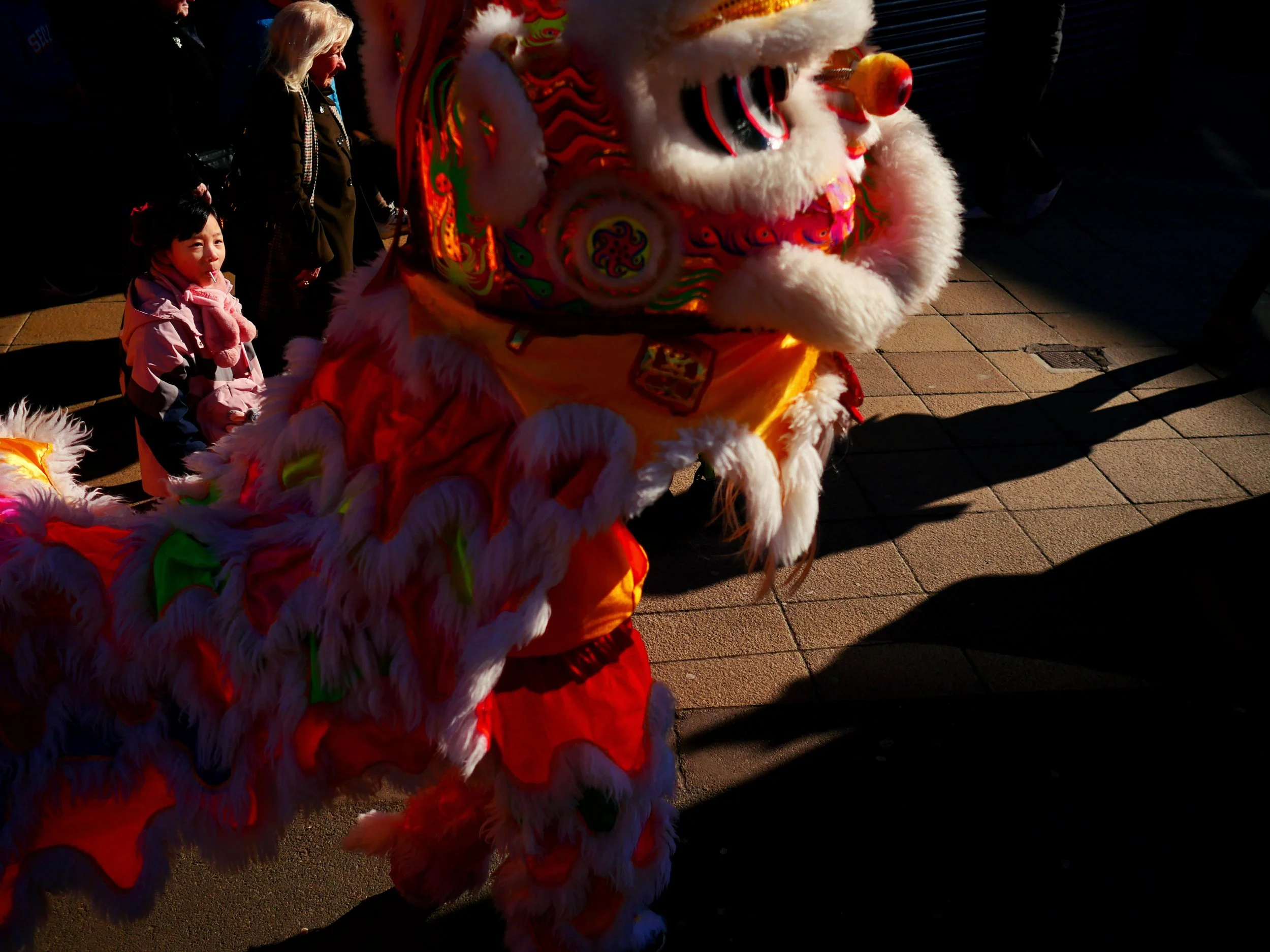 Lion dance procession, Pinstone Street, Sheffield