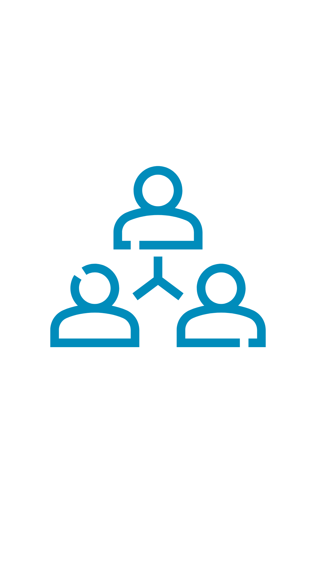 Icon depicting a hierarchy or organizational chart with three human figures connected by lines.