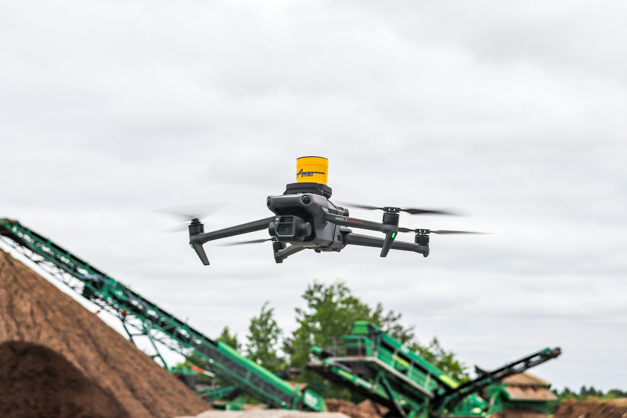 Drone monitoring an active construction site