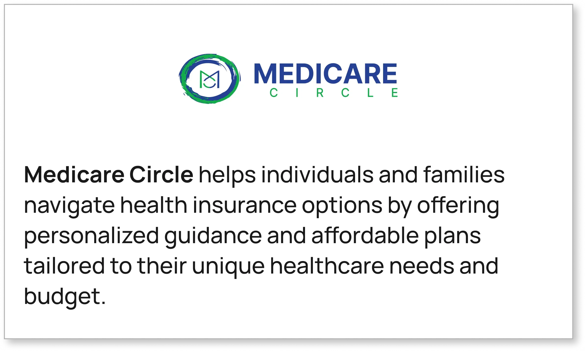 Medicare Circle logo with circular badge, health insurance advisory and coverage guidance services