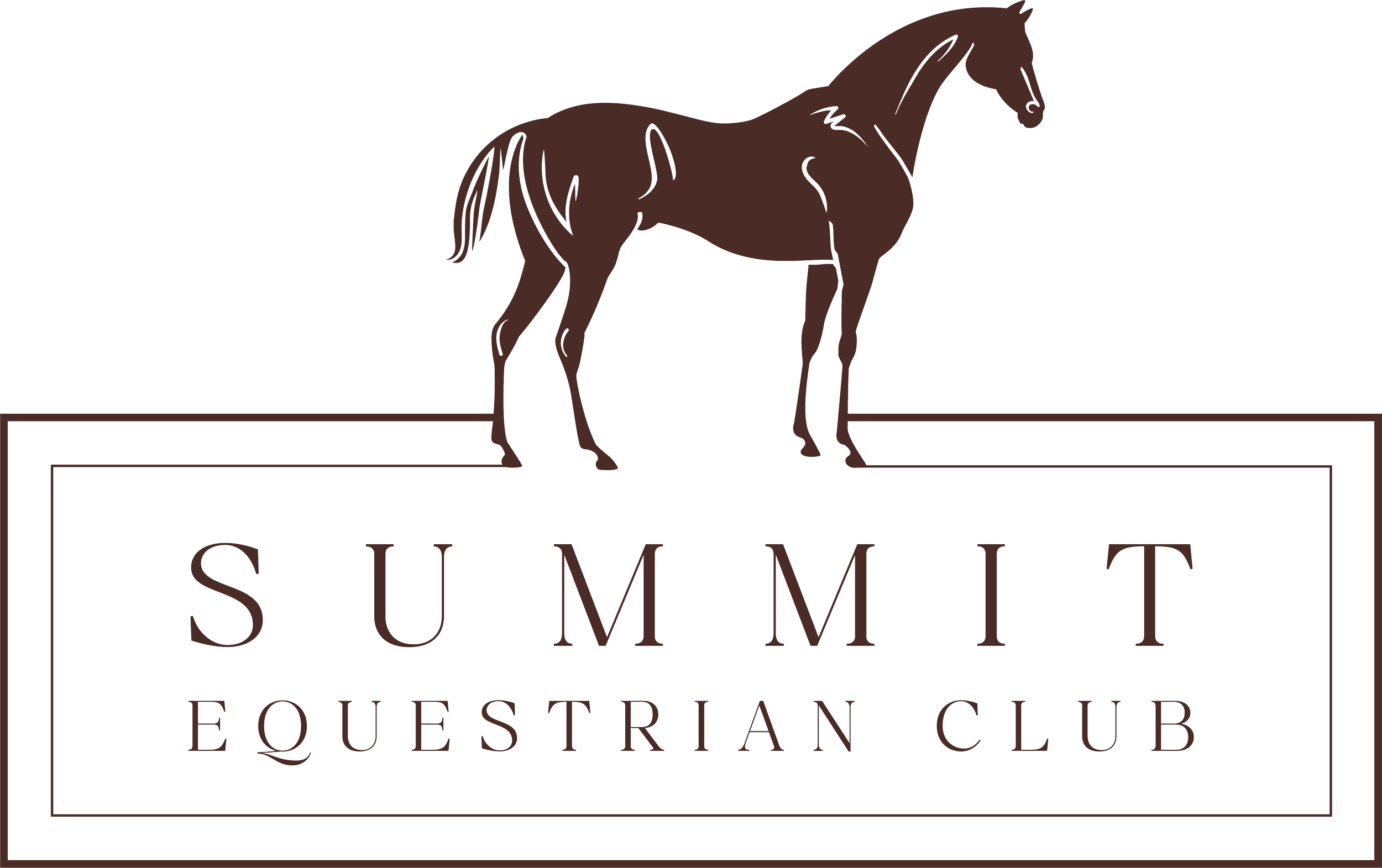 Logo of the Summit Equestrian Club featuring a brown horse silhouette and text.