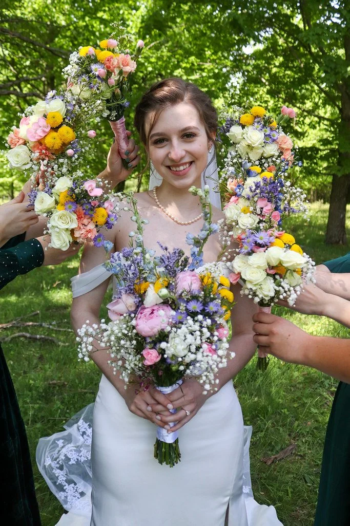 bride with sprintime flowers