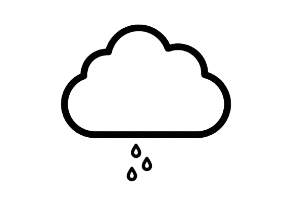 Cloud with raindrops falling from it.