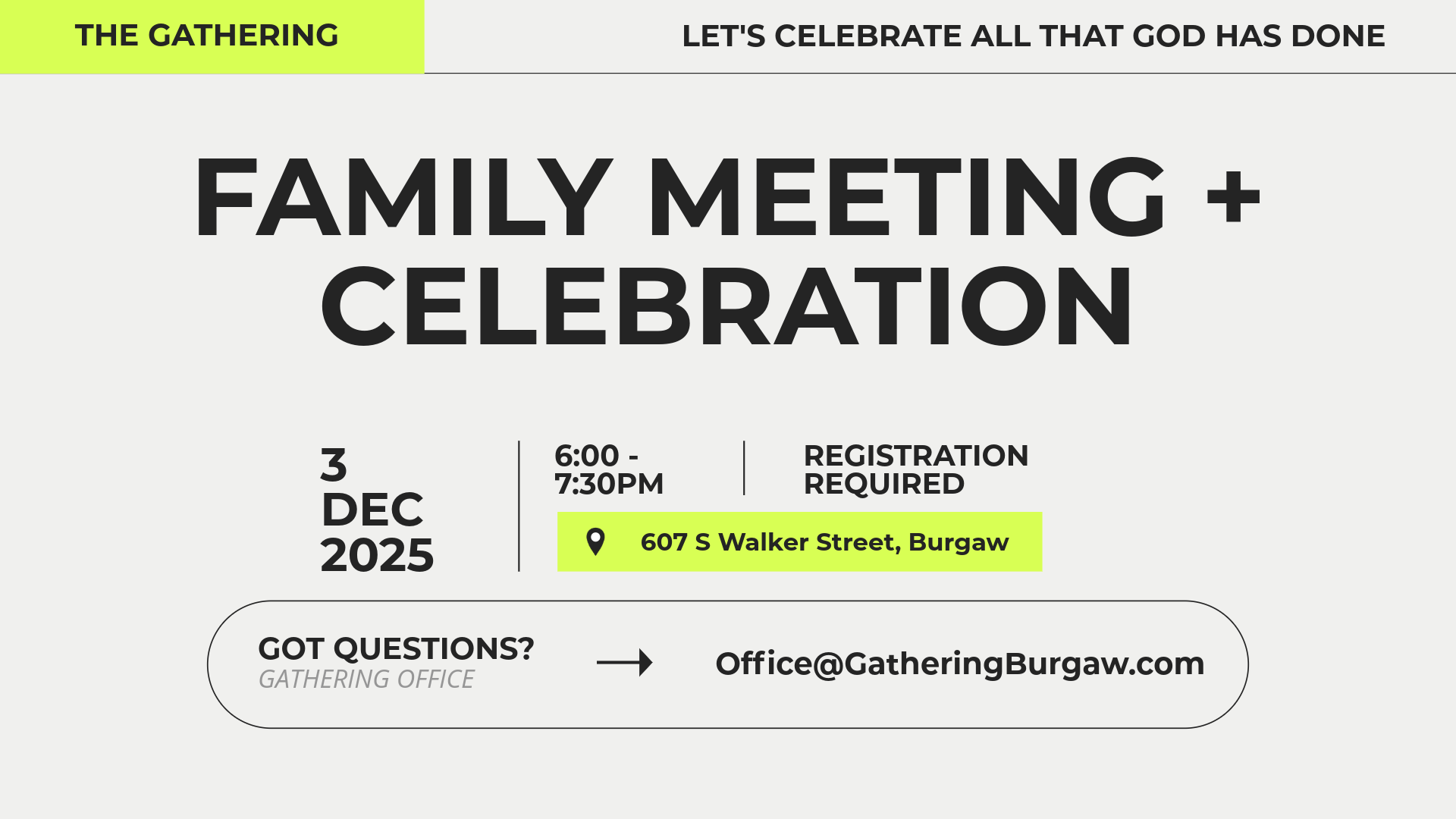 Gathering Family Meeting + Celebration