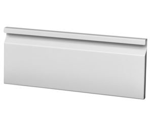 A white baseboard heater with a sleek, modern design.