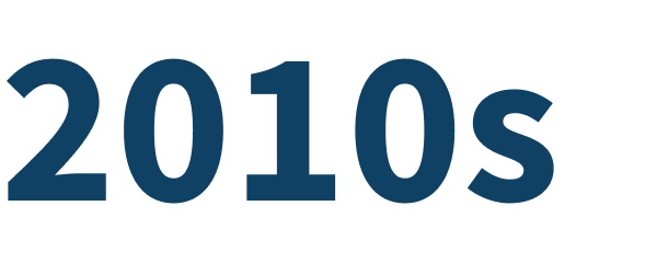 Text that reads '2010s' in bold dark blue font.