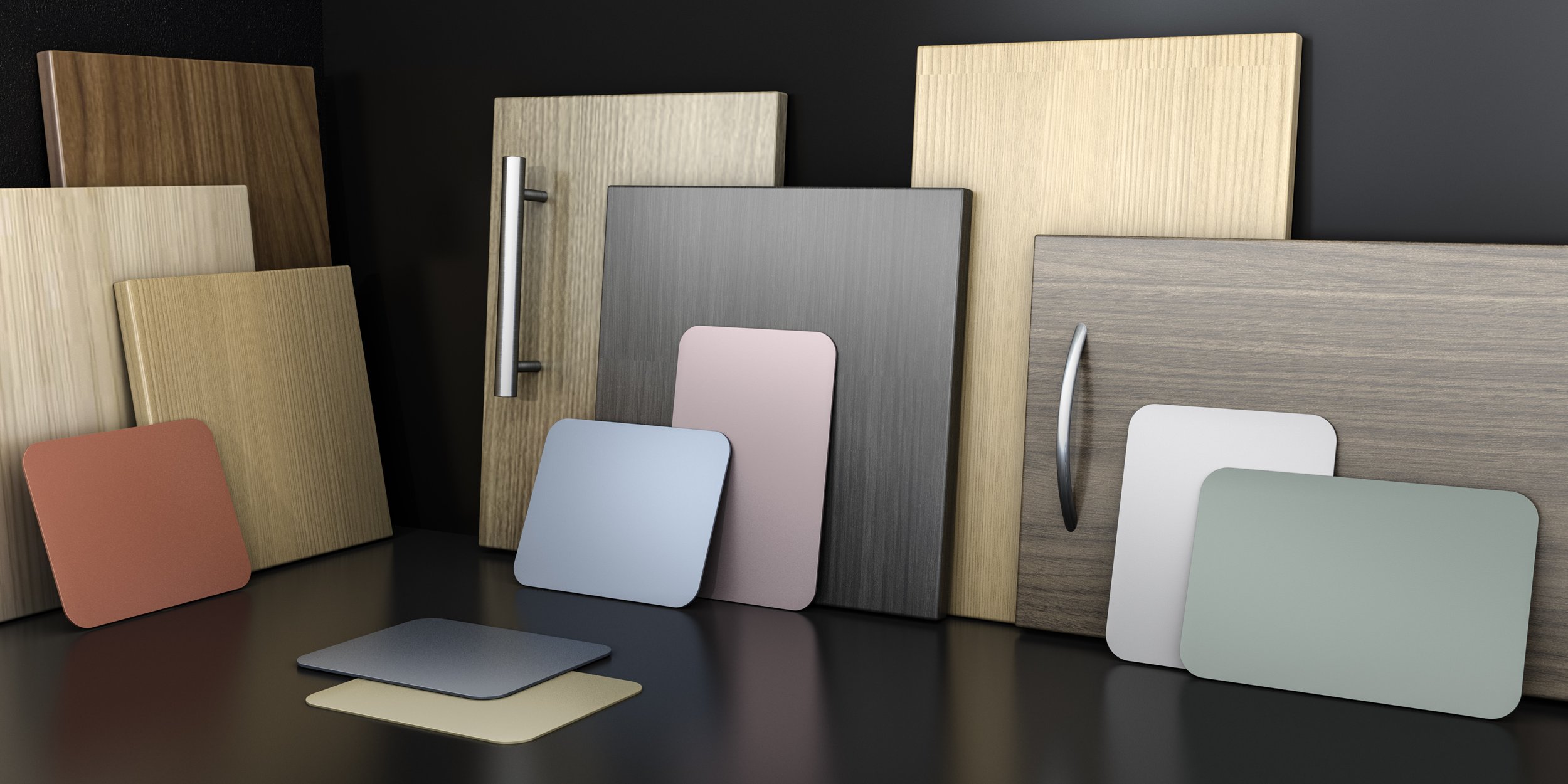 Metalworks and Flairwood materials, laminates and metal