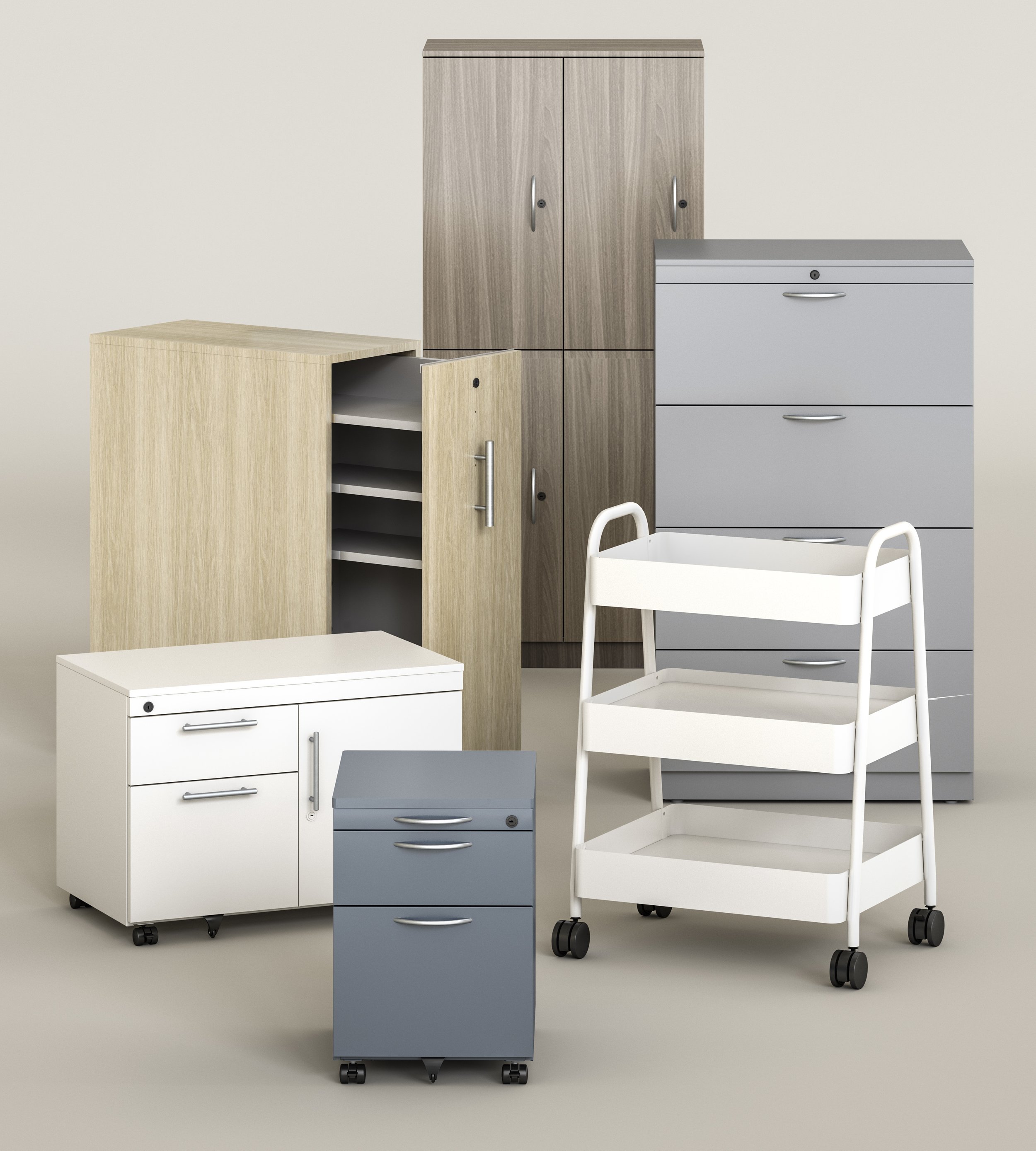 Metal and laminate case good products, mobile and stationary