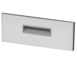 A white rectangular wall plate with a single horizontal slot in the center.
