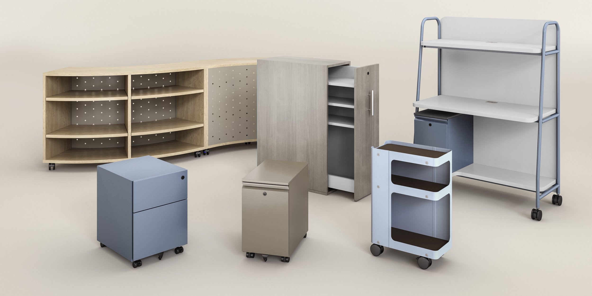 Array of metal and laminate case good products