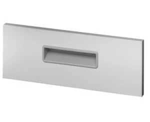 White metal electronic access control panel with a slot for a card or badge