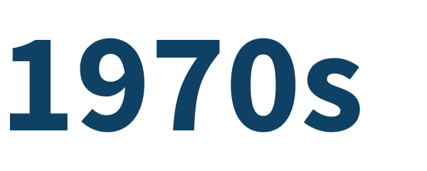 Text reading '1970s' in large blue letters.