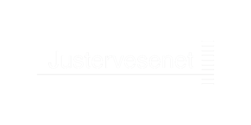Bildetekst: Justervesenet, en logo med svart bakgrunn, hvit og grå tekst.