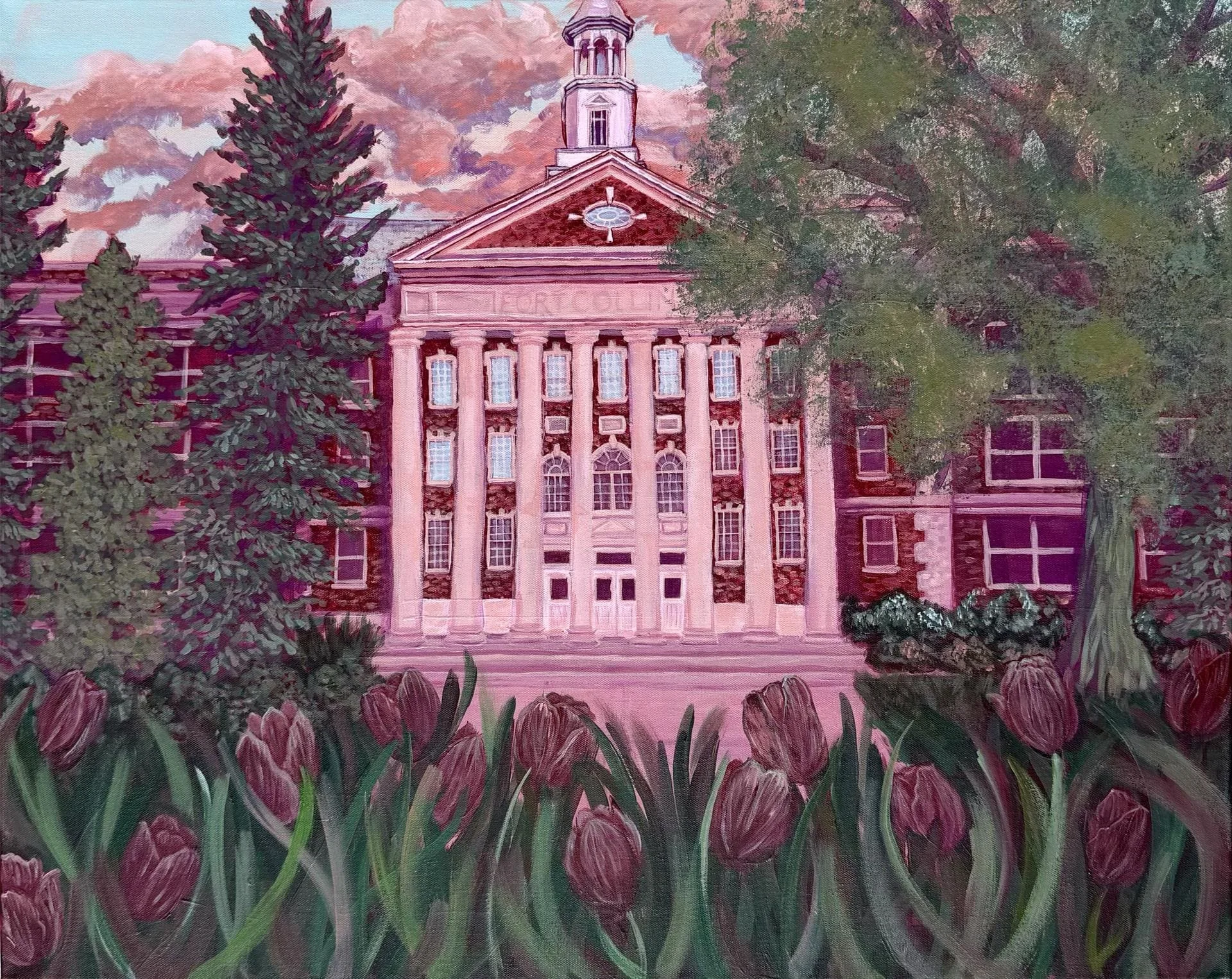 Colorado State University Center or the Arts Original Impressionist Painting Prints CSU UCA Fort Collins