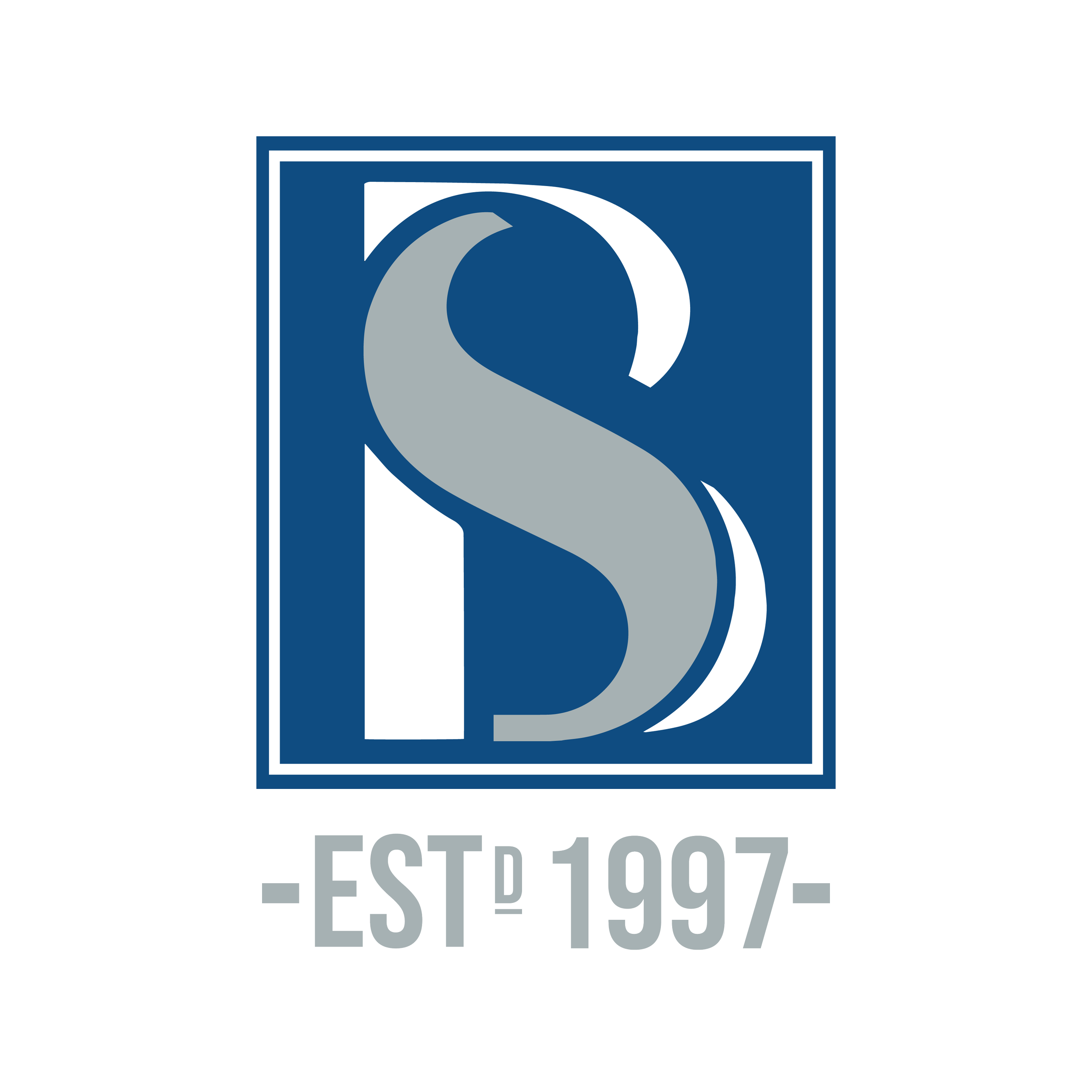Logo with a large 'S' inside a blue square, with 'ESTD 1997' written below.