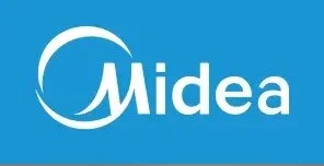 Logo Midea su sfondo blu