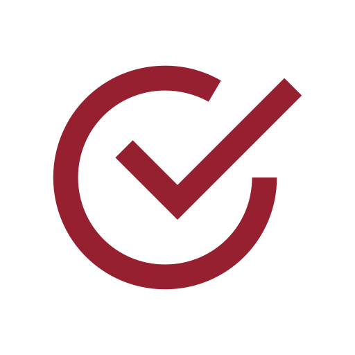 A checkmark inside a circle, indicating approval or completion.