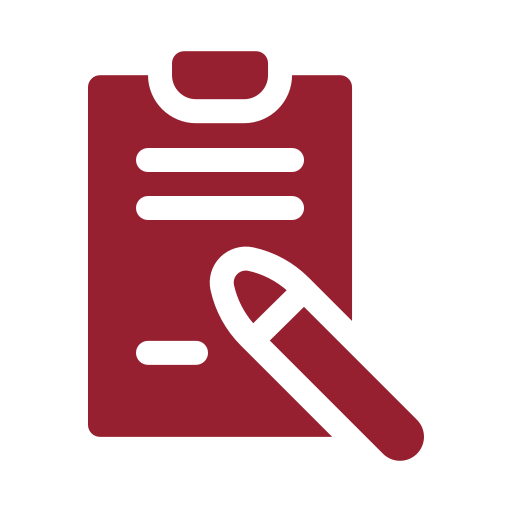 Icon of a clipboard with a pencil, representing a form or questionnaire.