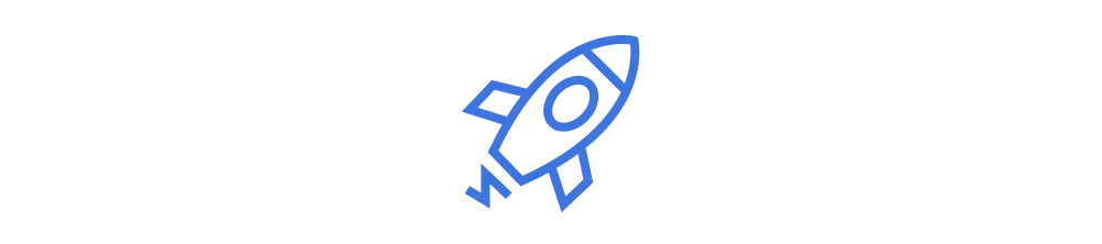 A simple drawing of a rocket with blue outlines on a transparent background.