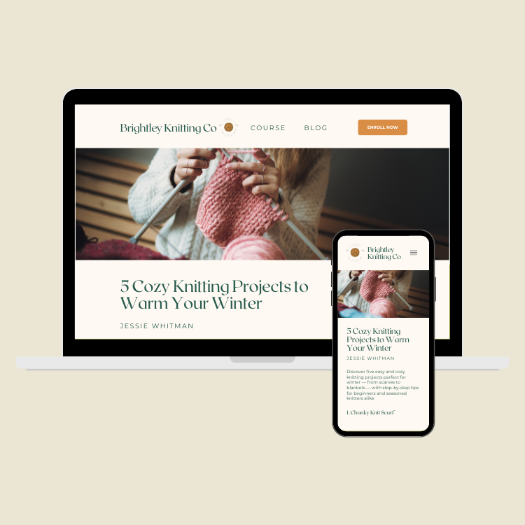 Illustration of a blog article displayed on desktop and mobile screens, showing a fast, mobile-friendly website optimized for search engines.