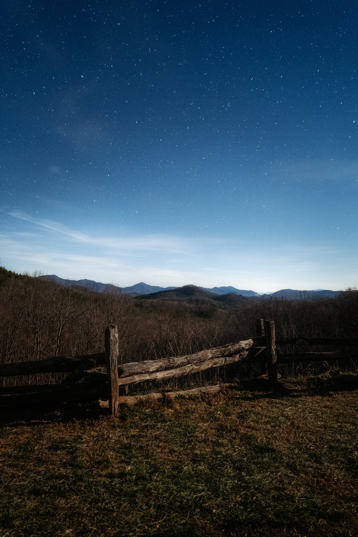 Moon rise over Popcorn Overlook in Clayton Georgia