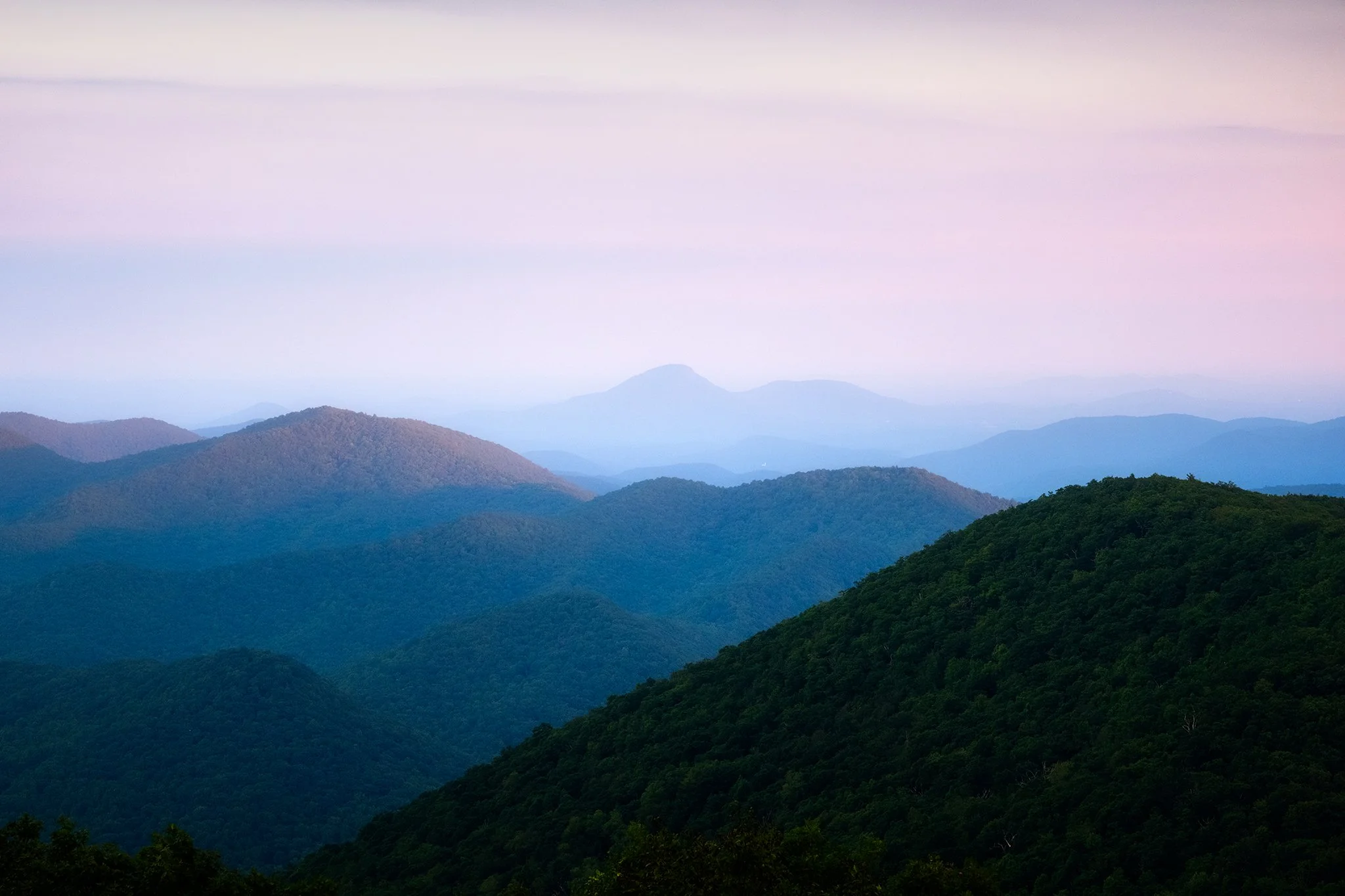 A sunset in North Georgia with Yonah Mountain off in the distance