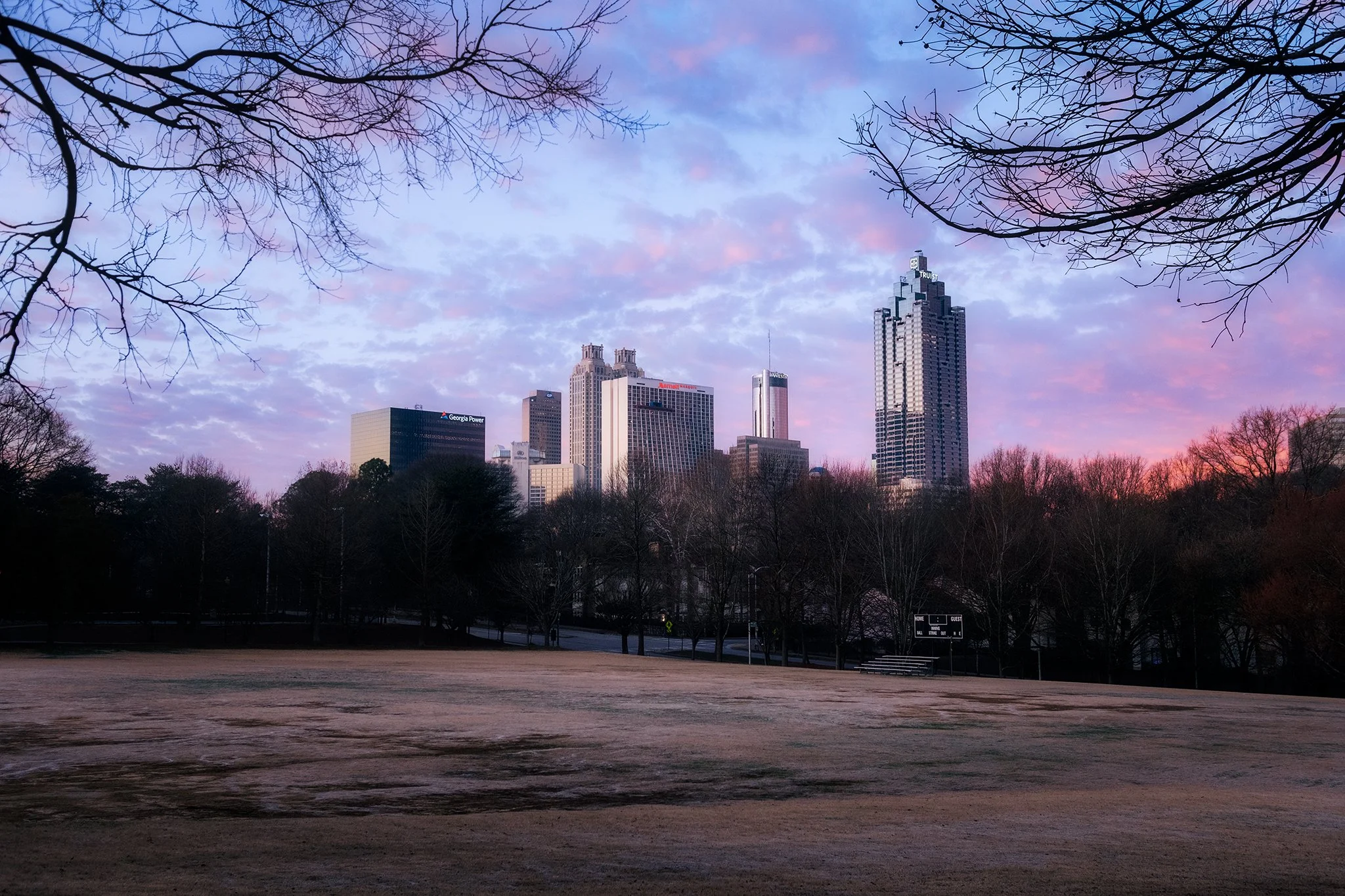 Winter sunrise at Central Park in Atlanta