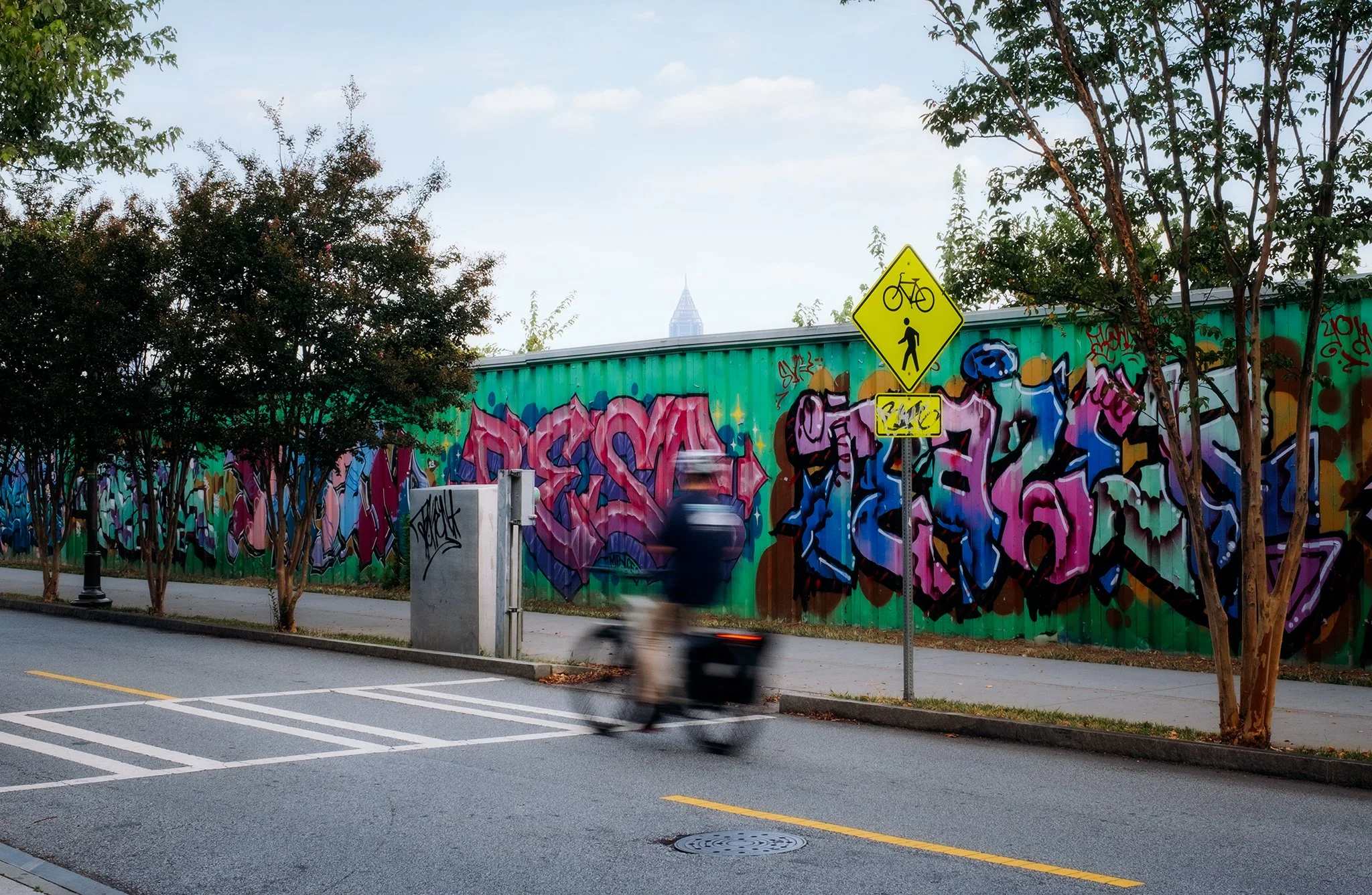 Cyclist cruising near the Beltline in Cabbage Town