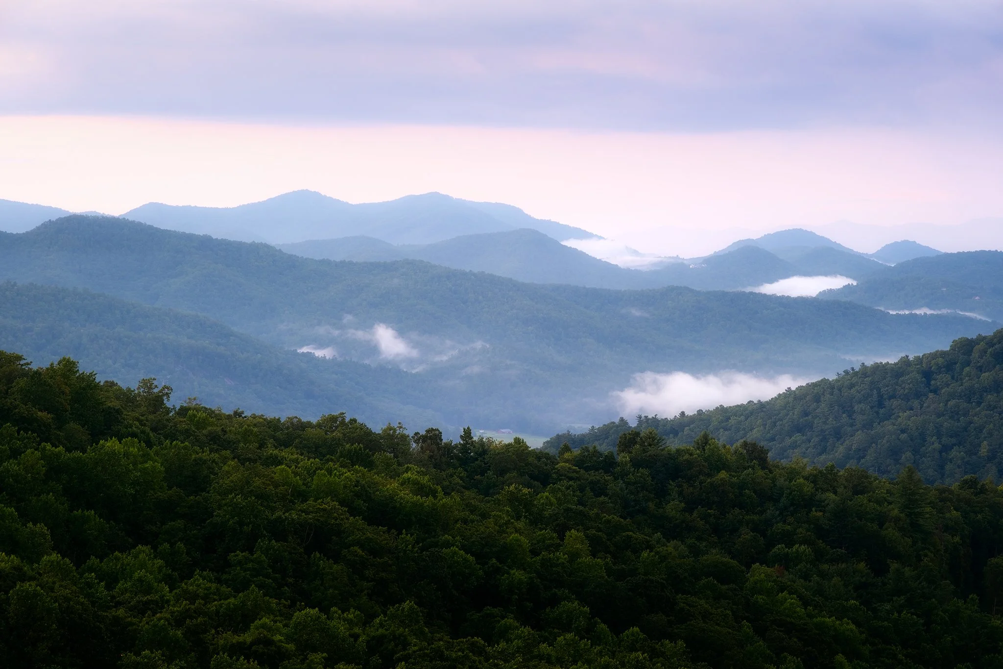 Blue Ridge Mountains of North Georgia at sunset