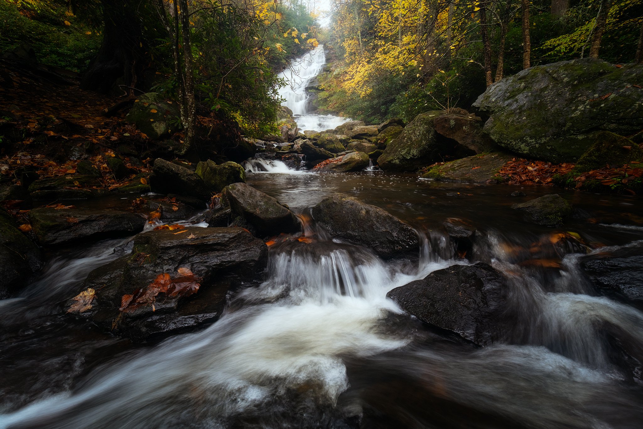 A fall morning at Mud Creek Falls in Rabun Georgia