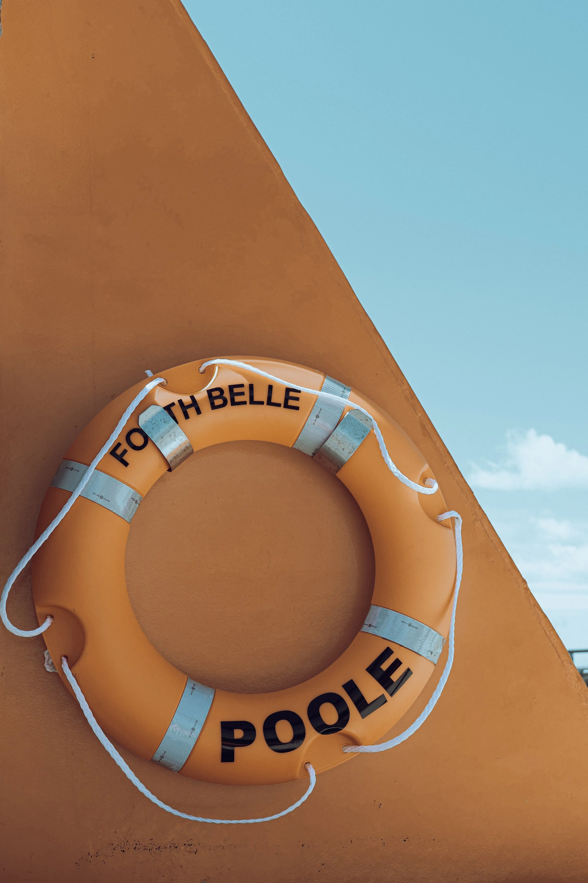 A yellow life ring with 